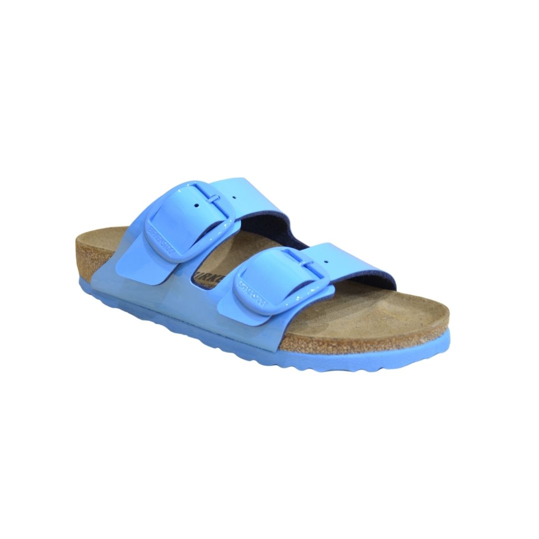 ARIZONA BIG BUCKLE PATENT SKY BLUE BIRKO FLOR CALZATA STRETTA