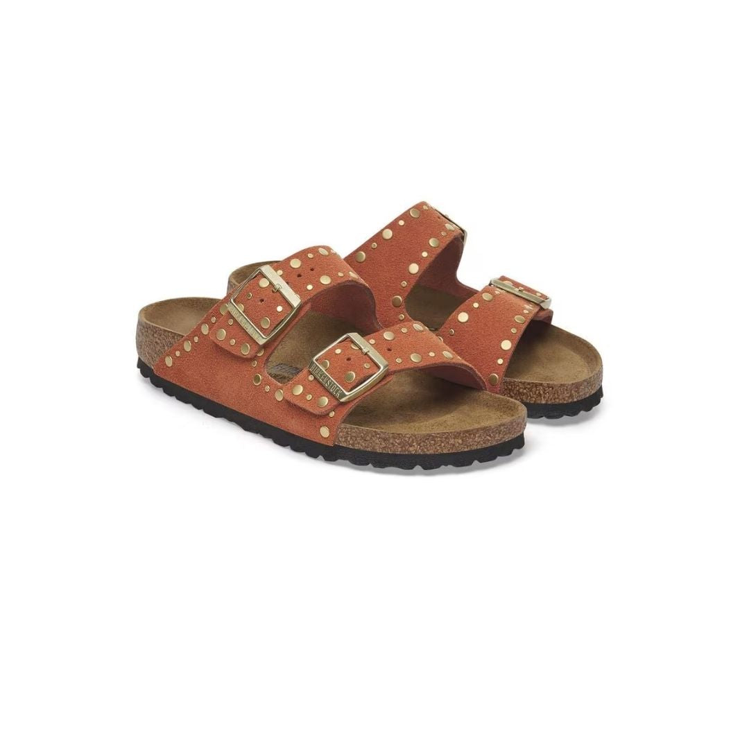 ARIZONA RIVET BORDER DARK RUST SUEDE CALZATA STRETTA