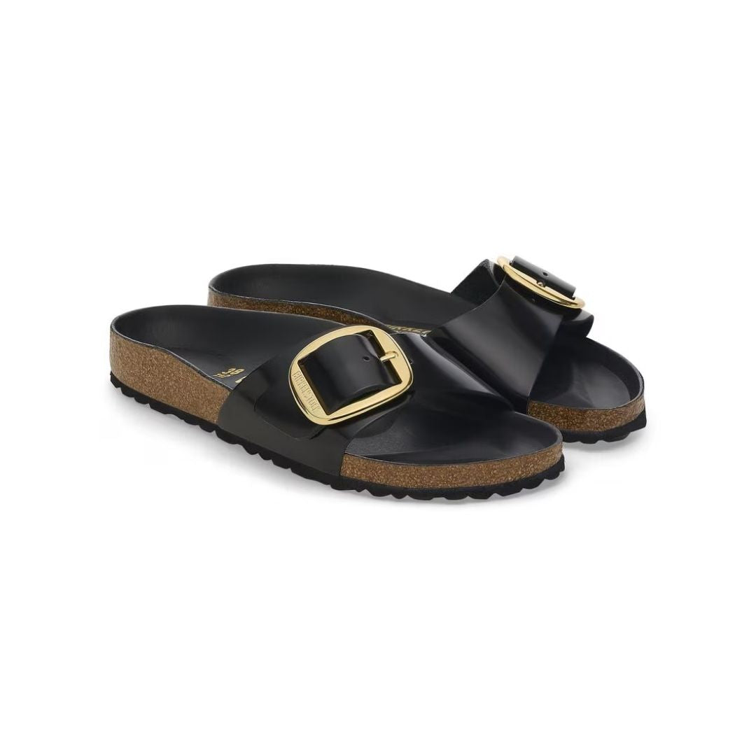 MADRID BIG BUCKLE HIGH SHINE BLACK CALZATA STRETTA