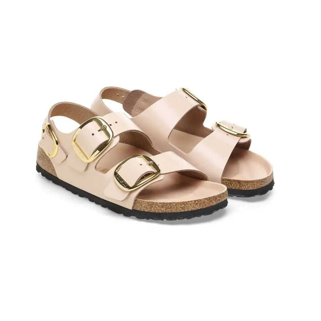 MILANO BIG BUCKLE HIGH SHINE NEW BEIGE CALZATA STRETTA