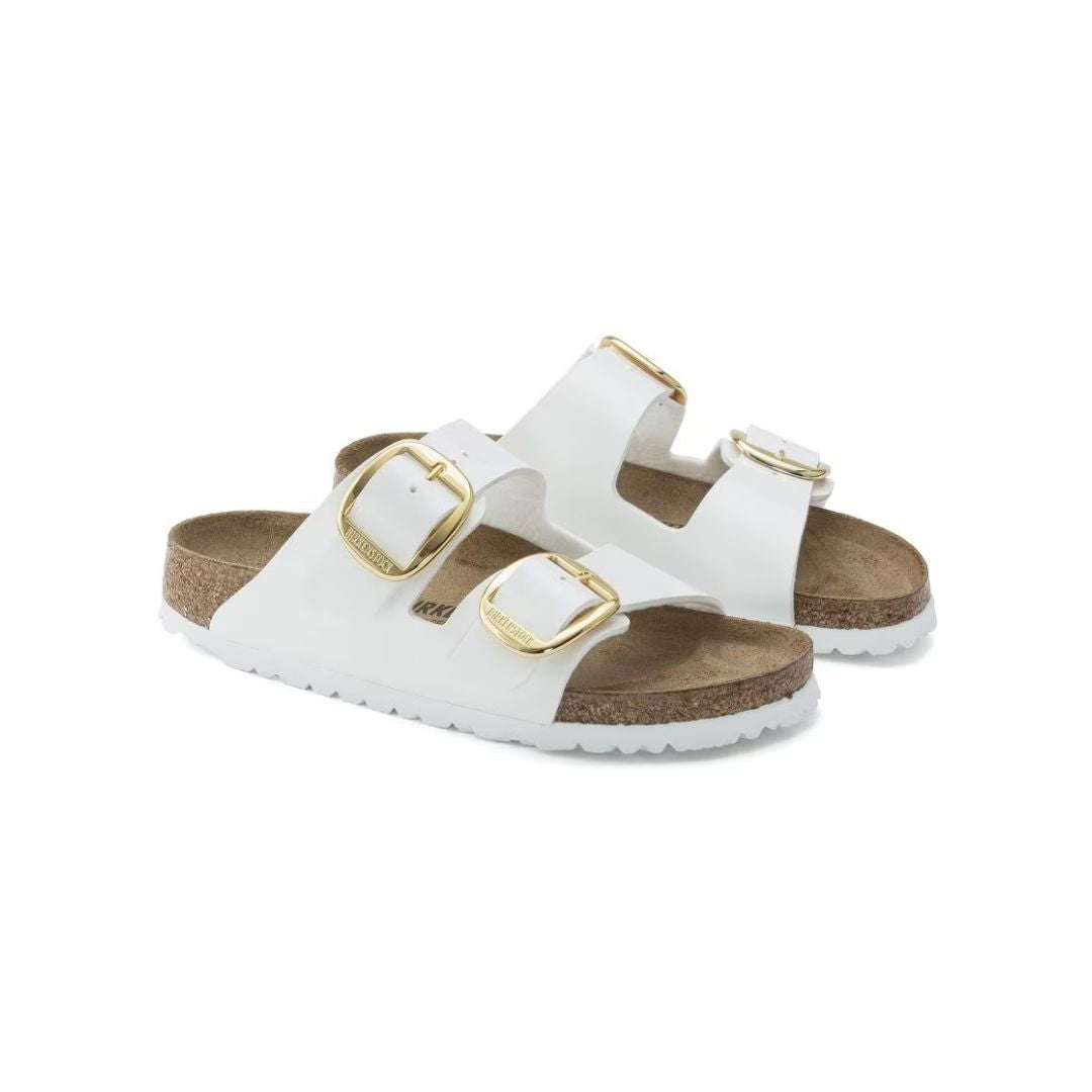 ARIZONA BIG BUCKLE PATENT WHITE BIRKO FLOR CALZATA STRETTA