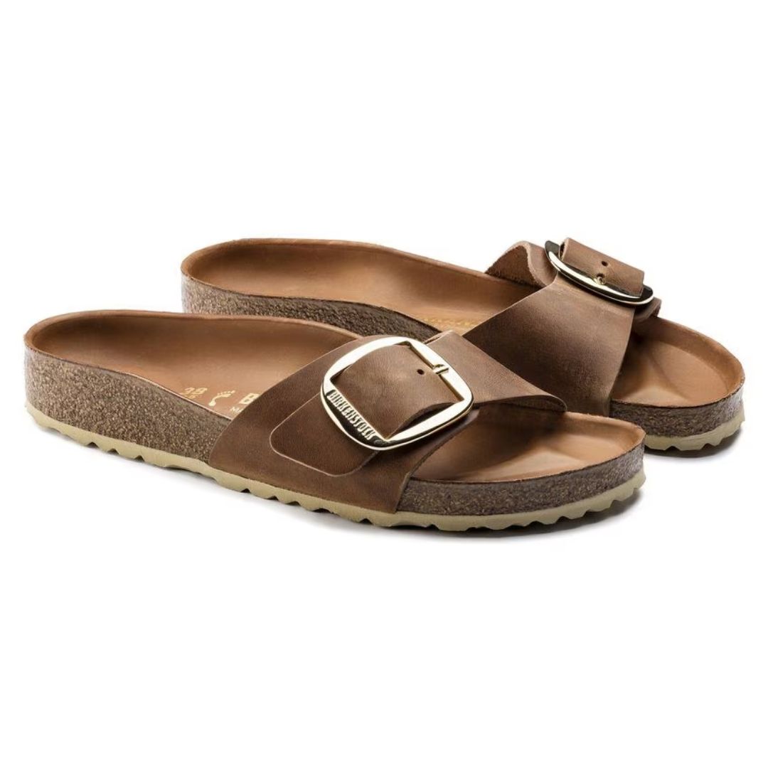 MADRID BIG BUCKLE COGNAC PELLE CALZATA STRETTA
